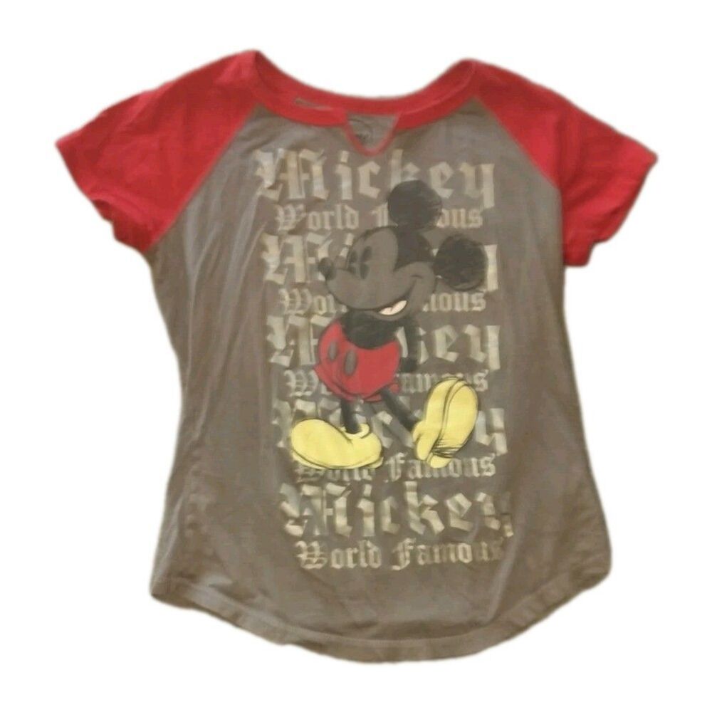 Mickey Mouse World Famous Women's Size Large Shirt Short Sleeve Vintage 90's Tee